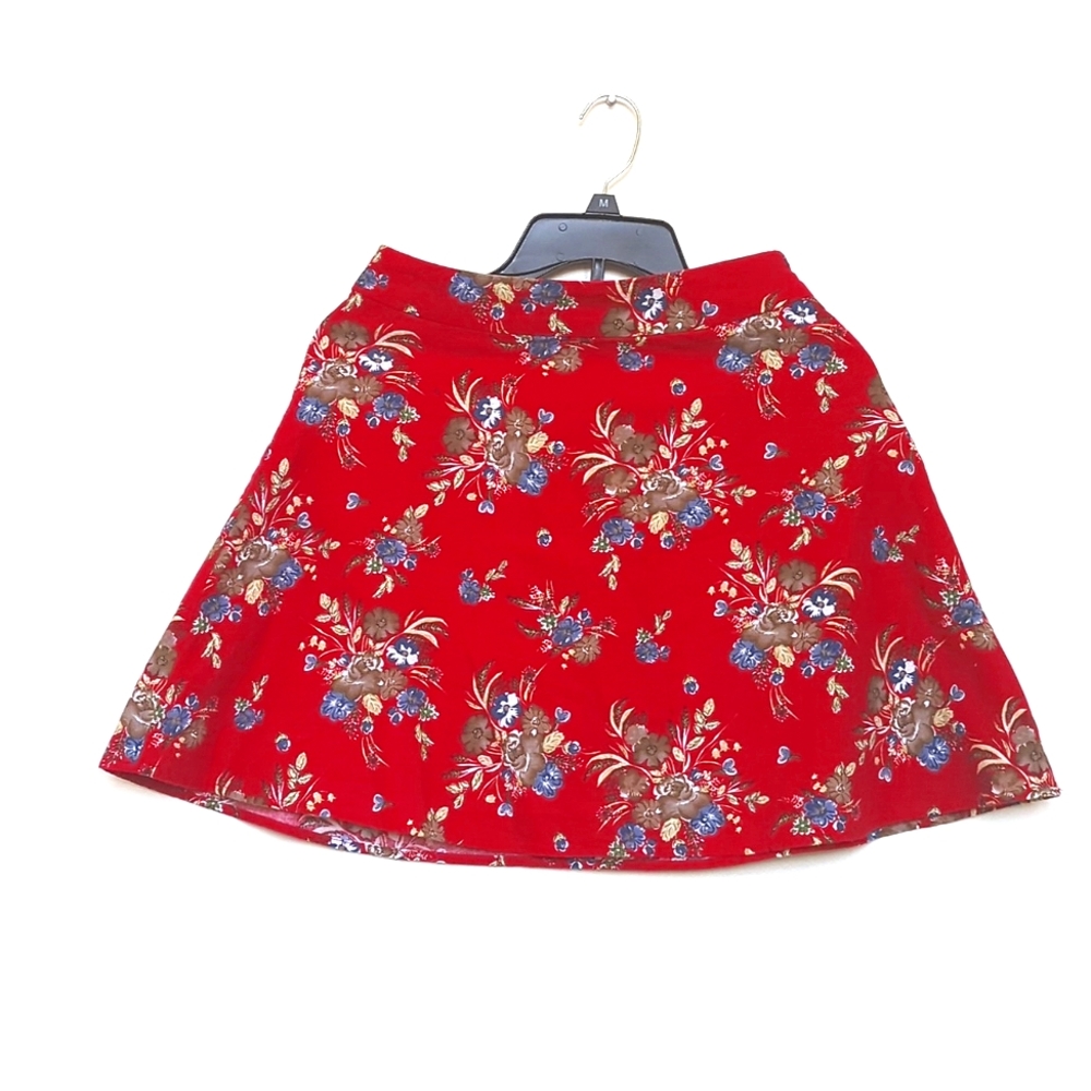 Forever21 | Red Skirt with Vintage Florals in Blue